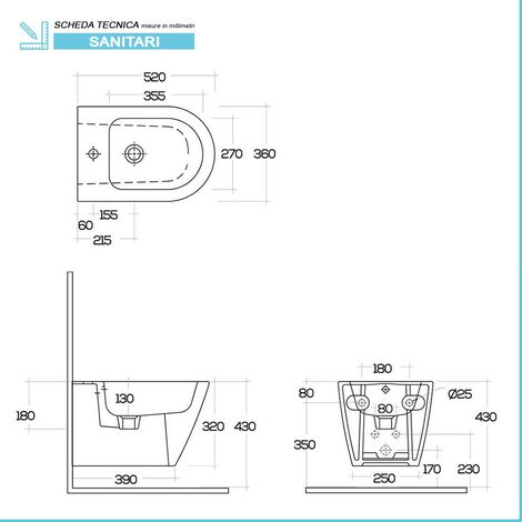 Sanitari sospesi Feeling rimless in bianco matt con copriwc softclose