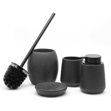 Set completo accessori bagno nero in ceramica Cristal