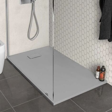 Piatto doccia in resina 80x120 serie Agorà grigio pietra su misura (1/5)