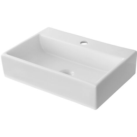 Lavandino da appoggio rettangolare 52x35 cm in ceramica lucida
