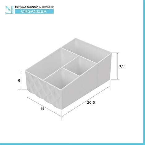 Conteitore Organizer Portatrucco in Plastica 8 Scomparti Porta Trucchi