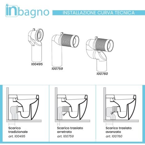 Wc filo muro rimless con scarico traslato Olympia serie Synthesis bianco lucido