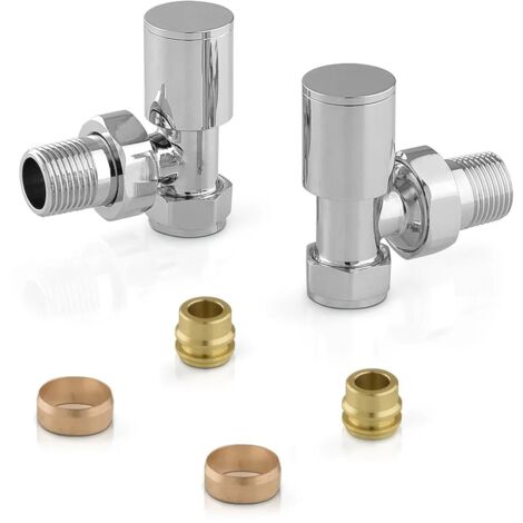 Valvole termoarredo tonde cromate con attacco G 1/2 e raccordo rame da 12 mm