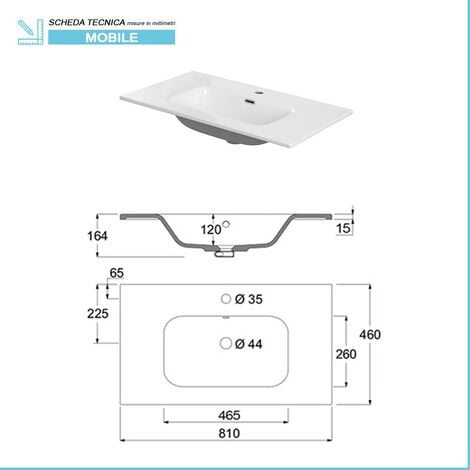 Mobile bagno sospeso 80 cm 2 ante serie Oasi rovere con specchio e pensile