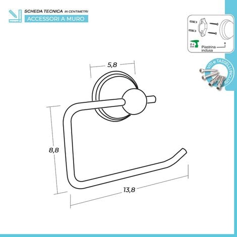 Portarotolo carta igienica da muro in acciaio finitura bronzo kit di  fissaggio incluso