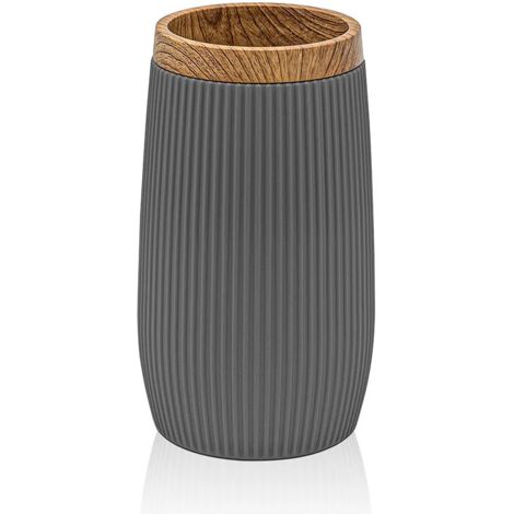 Porta spazzolini da denti Grigio dettagli effetto legno Blob