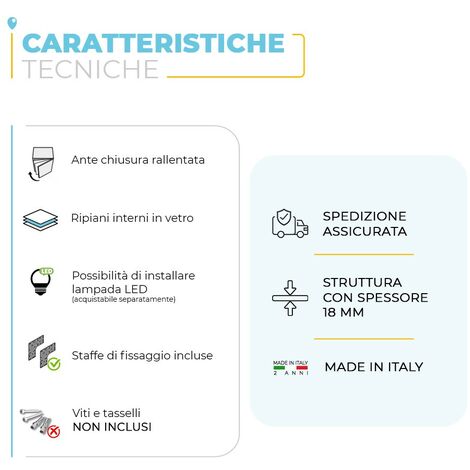 Specchio bagno contenitore 100x70 cm rovere chiaro 3 ante e ripiani Way