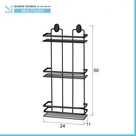 Mensola angolare doccia Cover a 3 ripiani nero