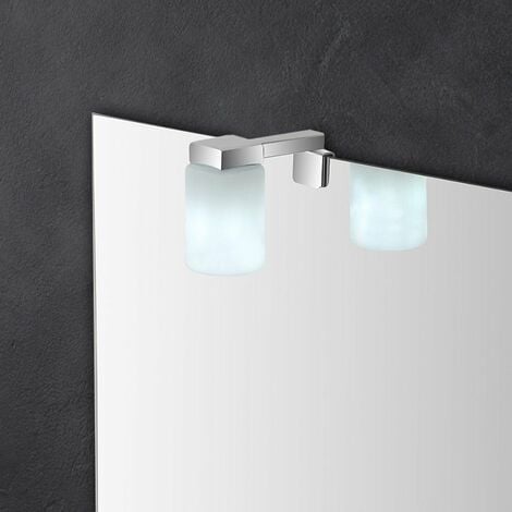 Lampada applique LED per specchio bagno acciaio cromo e vetro