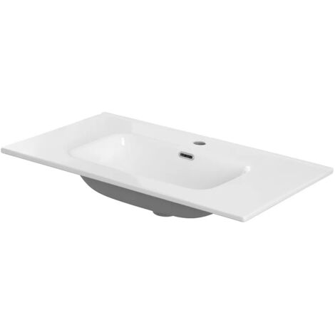 Lavabo da incasso 80x46 cm in ceramica bianco lucido