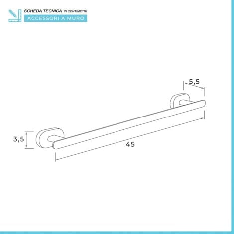 Gedy Portasciugamani 45 Cm - In Acciaio, Fissaggio A Viti, Resistenza 7 Kg, Per Bagno Moderno - Foto 10