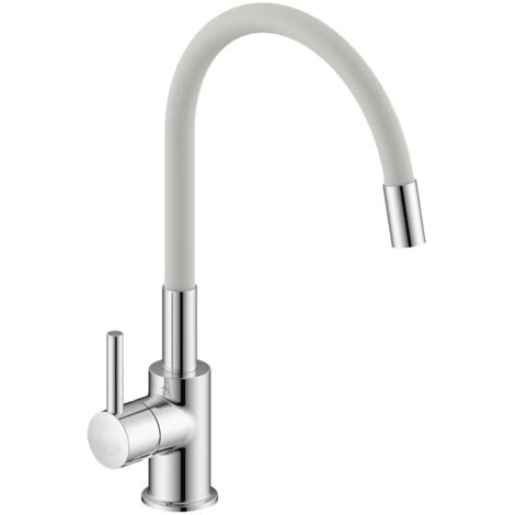 Miscelatore cucina lavello e lavanderia bianco canna alta orientabile snodata Snake