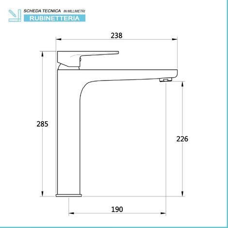 Rubinetto lavabo alto canna lunga cromato serie Erika