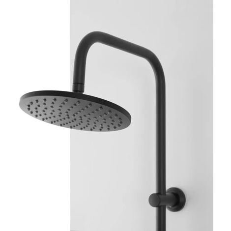Colonna doccia nero opaco H 105 regolabile completa di soffione tondo e doccetta