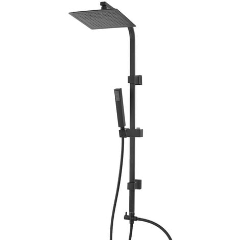 Colonna doccia nero opaco H 105 regolabile completa di soffione quadrato e doccetta