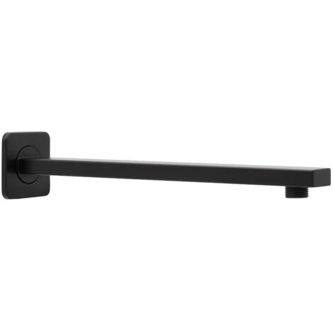 Braccio doccia nero opaco quadrato 30 cm in acciaio
