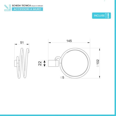 Porta Asciugacapelli a Muro in Acciaio Design a Spirale BiFull | Stay Top