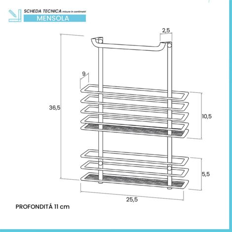 Seca Mensola Da Bagno In Metallo Cromato 4 Ripiani - 34x114x37 Cm - 5