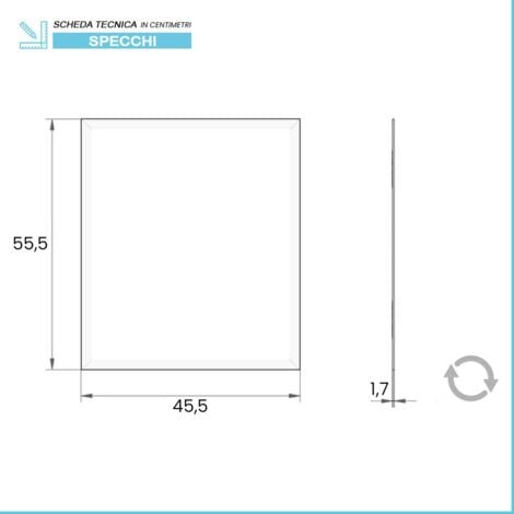 Specchio bagno 46x56 cm cornice bianca e installazione reversibile