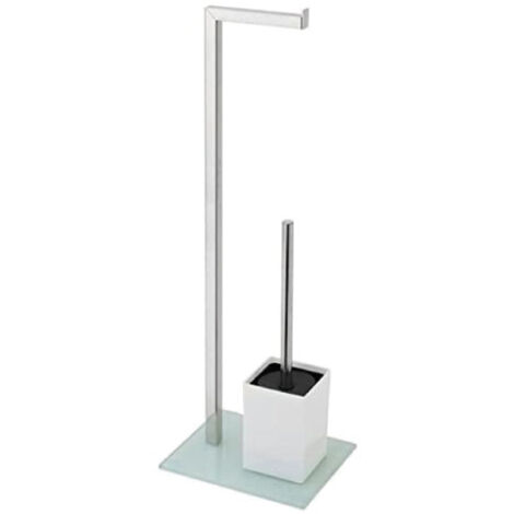 Piantana portarotolo e scopino bianco 18x22x70 cm 810001 feridras bianco