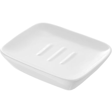 Portasapone in Ceramica Bianco Rettangolare da Appoggio Dublino