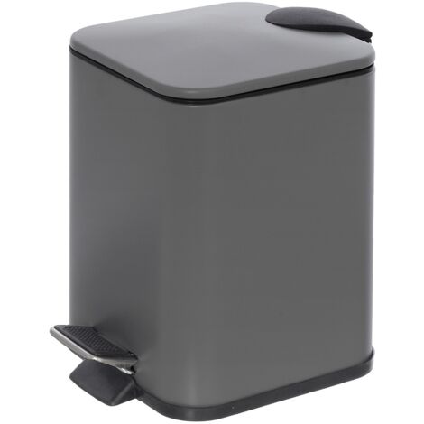 Pattumiera bagno 3lt in acciaio grigio con apertura a pedale e cesto estraibile