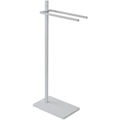 Piantana Portasciugamani in Acciaio Bianco Base Bianca in MDF