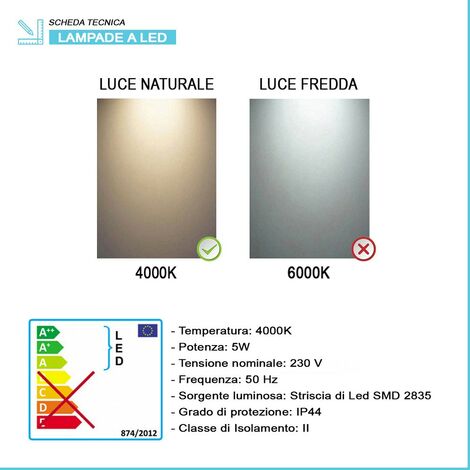 Applique LED per specchio 30 cm luce naturale e doppia installazione
