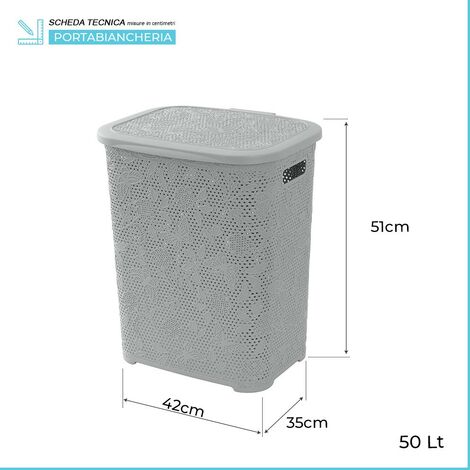 Portabiancheria Aperto PRIMV 50L - Bianco, Traforato, Aerazione Panni, Made In Italy - Foto 13