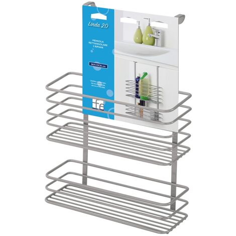 Mensola doccia rettangolare grigio silver per anta o box doccia