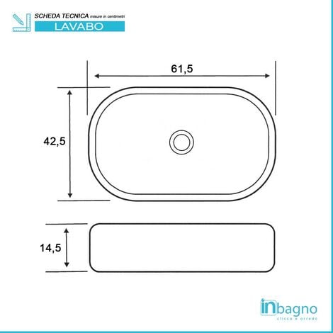 Lavabo da appoggio ovale in ceramica 61,5 x 42,5 cm bianco lucido