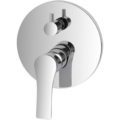 Miscelatore doccia con deviatore Flat cromato con corpo incasso incluso (1/4)