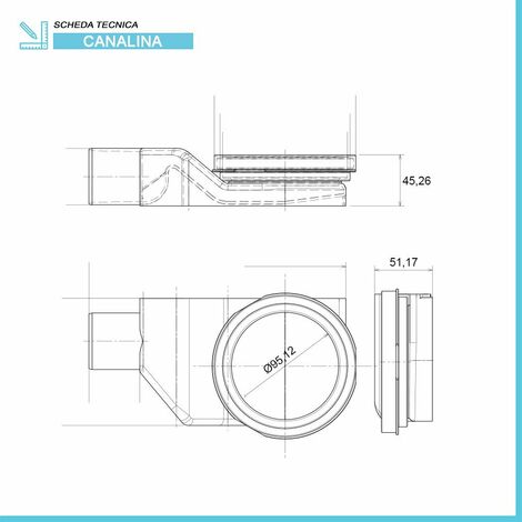 Canalina doccia a pavimento 55 cm con cover piastrellabile in acciaio inox  e scarico incluso