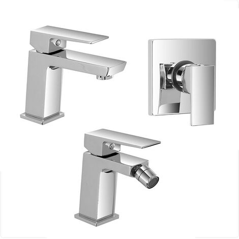 Set miscelatori lavabo bidet e doccia a incasso cromo lucido Kubo (1/5)