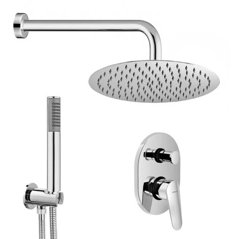 Set doccia cromato Nobili Hof con soffione tondo 25 cm, kit doccia e miscelatore