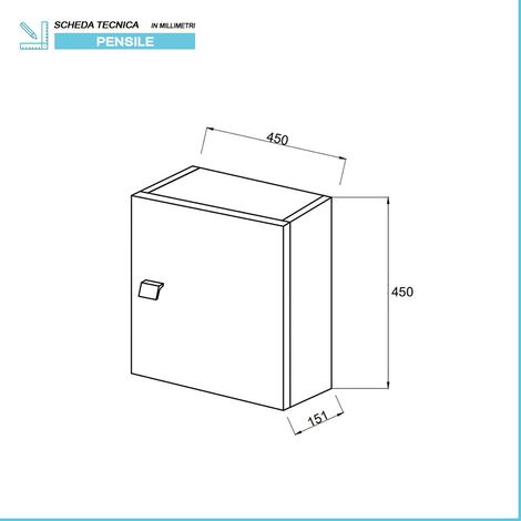 Pensile bagno 45 cm rovere bianco anta reversibile