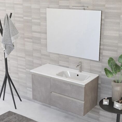 Mobile bagno sospeso 100 cm Master grigio con lavandino e specchio (1/5)