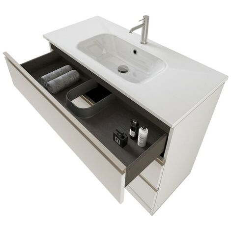 Mobile bagno a terra 100 cm Master bianco con lavabo e specchio
