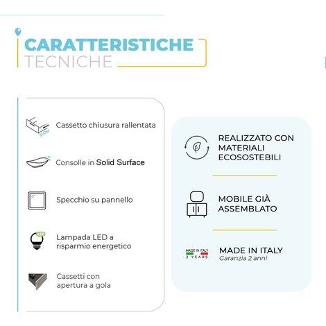 Mobile bagno a terra 100 cm Master bianco con lavabo e specchio
