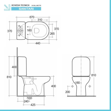 Vaso Monoblocco GINEVRA Con Cassetta - Scarico A Terra, Ceramica Bianca, CopriWC Termoindurente, Dimensioni 35x65x38 Cm - Foto 9