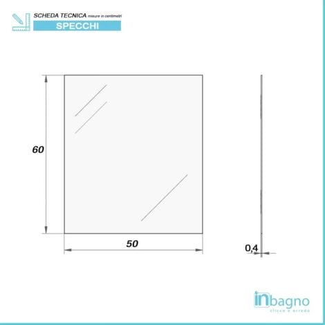 Specchio bagno 50x60 cm a filo lucido con installazione reversibile