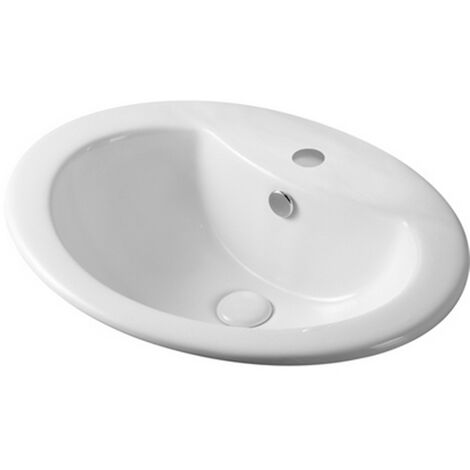 Lavabo da incasso soprapiano ovale 56x46 cm in ceramica lucida