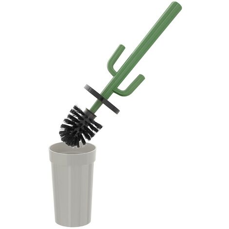 Scopino WC Cactus da appoggio grigio in plastica con setole nere
