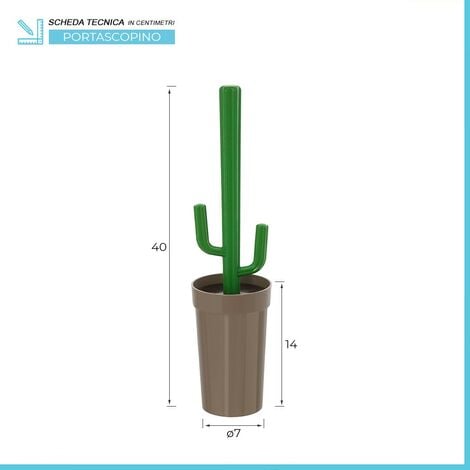 Scopino WC Cactus da appoggio tortora in plastica con setole nere