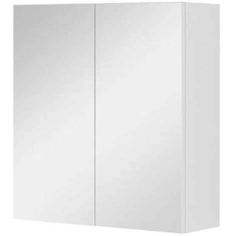 Armadietto Da Parete Bianco 2 Ante In MDF Per Bagno O Cucina - 48x68 Cm Con Ripiani Regolabili