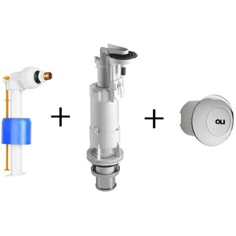 Batteria scarico wc completa Oli Deluxe per cassetta alta con tasto cromato