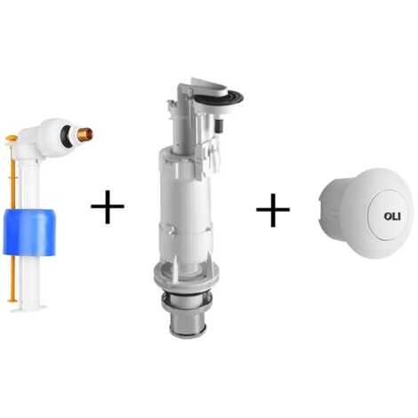 Batteria scarico wc completa Oli Deluxe per cassetta alta con tasto bianco