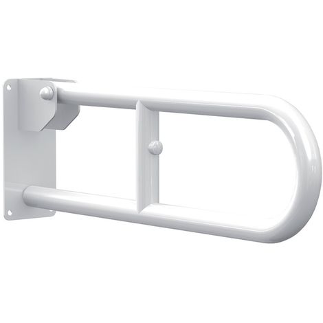 Maniglione di sostegno ribaltabile 80 cm per disabili in acciaio bianco