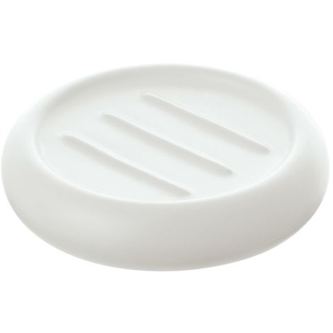 Portasapone Tondo Ceramica Bianco Da Appoggio Arredo Bagno (1/3)
