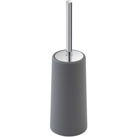 Porta scopino in polipropilene grigio completo di scopino per wc